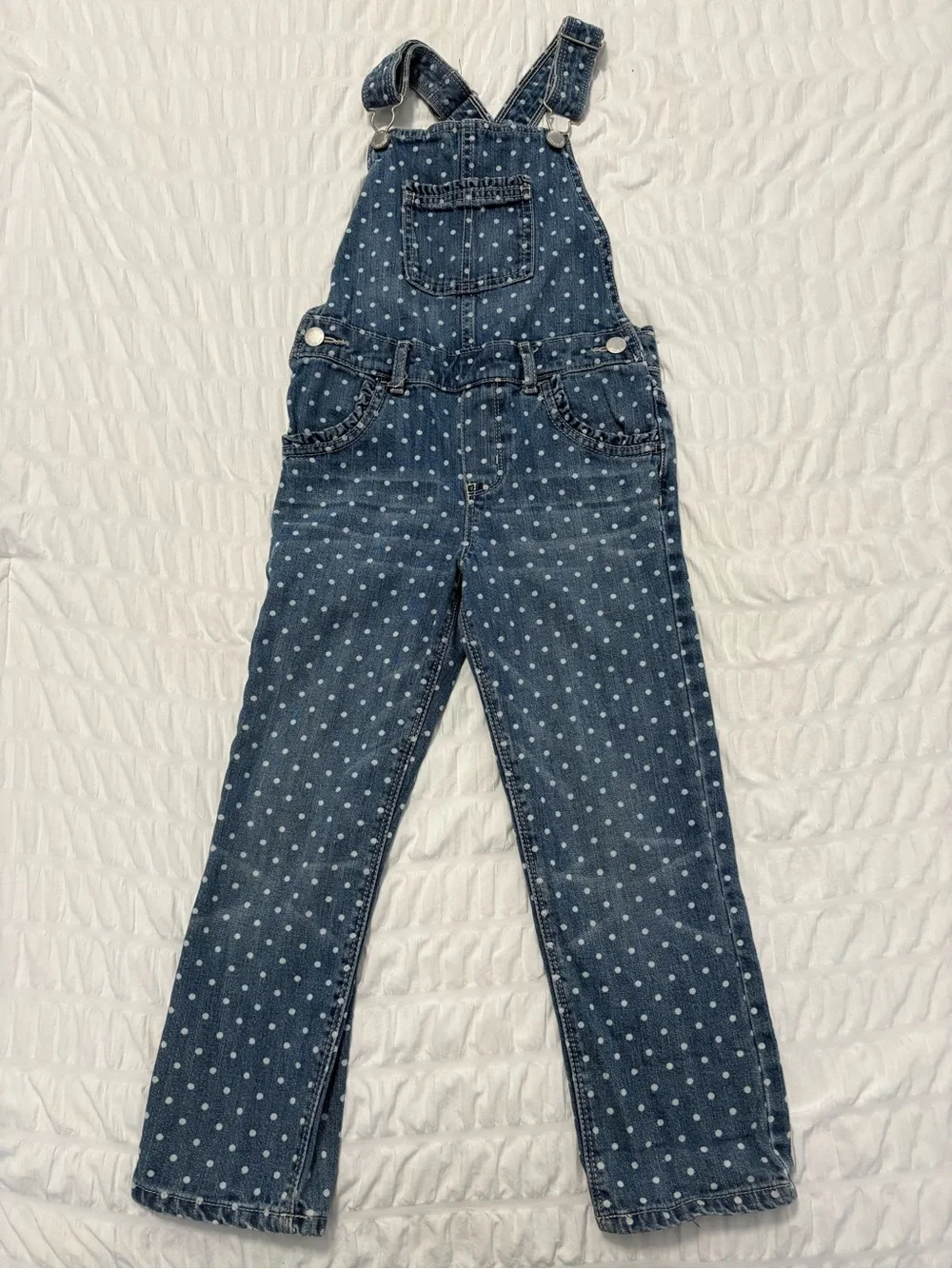 OshKosh B'gosh Denim Overalls with White Polka Dots